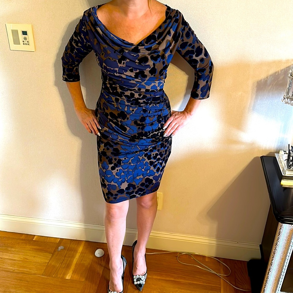 Roberto Cavalli viscose stretchy gathered dress, size 40
